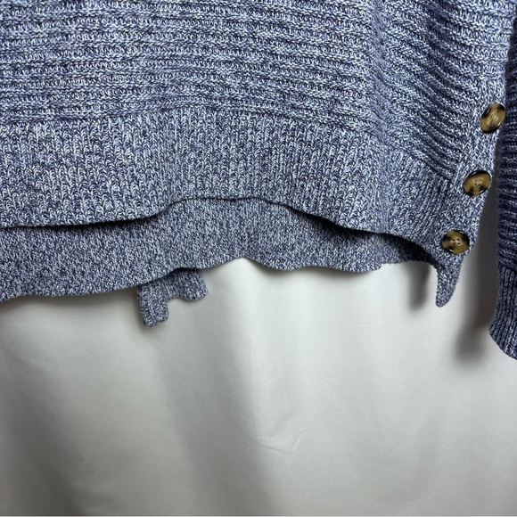 Joie Textured Blue Knit Oversized Chunky Sweater with Buttons sz L - Picture 4 of 7